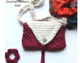 Tunisian Crochet pattern pdf, Crochet Bag Pattern, Crochet Purse Pattern Cross Body, Crochet Boho Bag Pattern, Crochet Toddler Purse Pattern