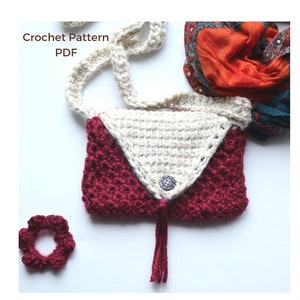 Tunisian Crochet pattern pdf, Crochet Bag Pattern, Crochet Purse Pattern Cross Body, Crochet Boho Bag Pattern, Crochet Toddler Purse Pattern