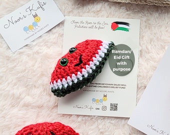 Crochet watermelon keychain, free Palestine keychain, crochet watermelon, crochet fruit keychain, kawaii keychain
