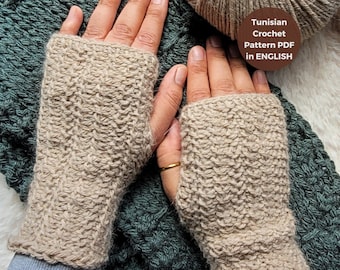 Crochet fingerless mittens Pattern, Fingerless Gloves, Crochet Mittens, Crochet Gloves Pattern, Tunisian Crochet Pattern, Fingerless Mittens