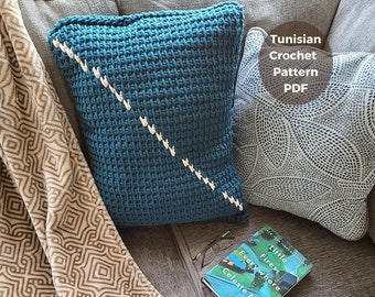 Tunisian Crochet Pillow Pattern, Beginner-Friendly Reversible Design (PDF Pattern)