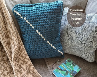 crochet pillow, crochet throw pillow, Tunisian crochet pattern, crochet cushion, crochet diy pillow, easy crochet project, modern crochet