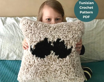 Tunisian Crochet Pillow Pattern: Fuzzy Mustache Home Decor (PDF Pattern)