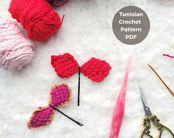 crochet bow pattern, modern crochet, crochet bow, bow pattern, hair bow, bow crochet pattern,crochet bows,hairbow pattern, Tunisian crochet