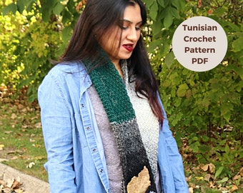 Scrap yarn scarf crochet pattern, scrap yarn crochet project, Tunisian crochet scarf pattern, Tunisian crochet pattern PDF