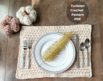 Crochet placemat pattern, Tunisian crochet pattern, crochet home decor, modern crochet placemat pattern, pdf pattern, Tunisian crochet