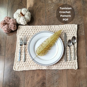 Crochet placemat pattern, Tunisian crochet pattern, crochet home decor, modern crochet placemat pattern, pdf pattern, Tunisian crochet
