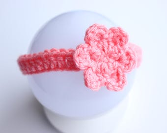 Baby girl crochet headband with flower, baby headbands, headbands for girls, baby girl photo prop, vintage holiday, vintage crochet