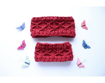 KNITTING PATTERN SALE Mommy and Me Butterfly Ear Warmer, Toddler Ear Warmer Pattern, Kids Ear Warmer Pattern, Ear warmer Knitting Pattern