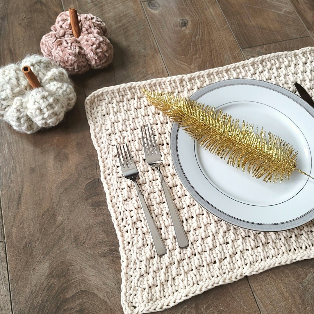 Tunisian Crochet placemat pattern Elements Kitchen Set - Noor's Knits