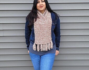 Beginner Velvet Crochet Scarf Pattern with Fringe (PDF Pattern)