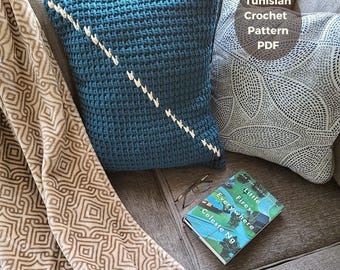 Tunisian Crochet Pillow Pattern, Beginner-Friendly Reversible Design (PDF Pattern)
