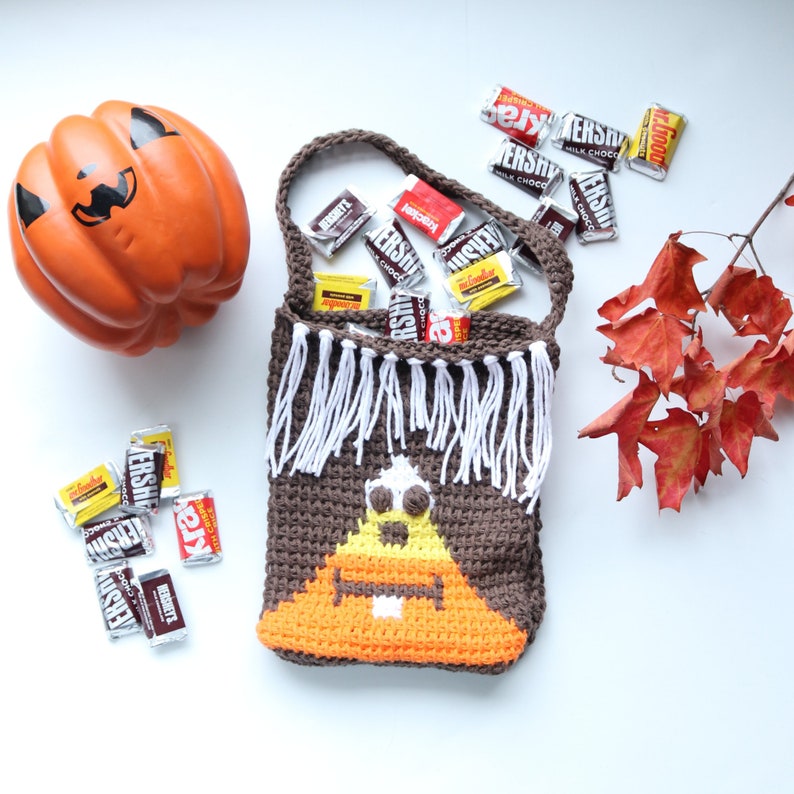 Candy Corn Crochet Halloween Bag Pattern pdf instant digital download, crochet pattern pdf, halloween crochet pattern, tunisian crochet image 10