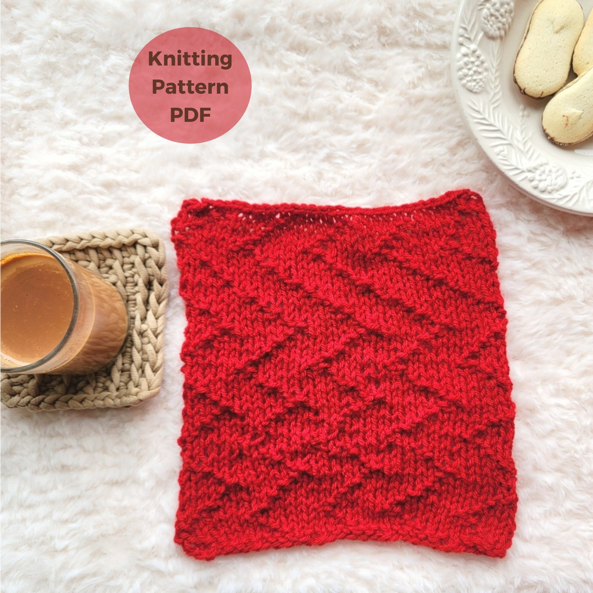 Knit Square Blanket Square Knit Stitch Knitted Blanket Etsy