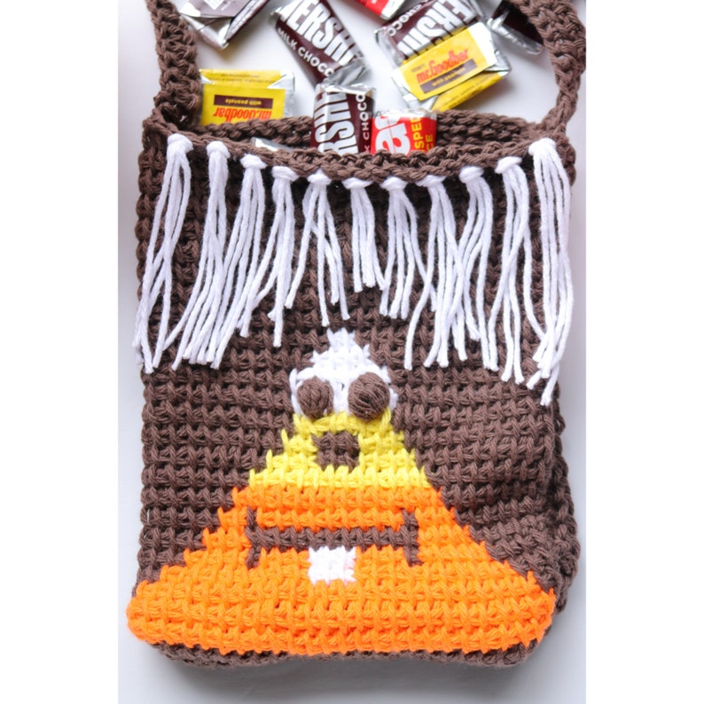 Candy Corn Crochet Halloween Bag Pattern pdf instant digital download, crochet pattern pdf, halloween crochet pattern, tunisian crochet image 2