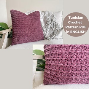 Crochet pillow pattern, modern crochet pillow pattern, crochet home decor pattern, crochet decor pattern, Tunisian crochet pattern, crochet