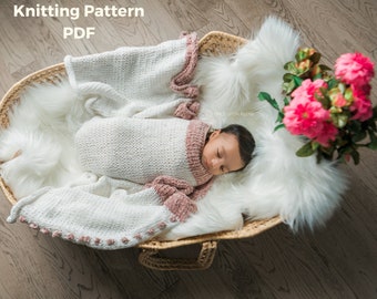 Easy knitting pattern, baby knit pattern, baby wrap pattern, knit wrap pattern, baby blanket pattern, swaddle pattern, photo prop pattern