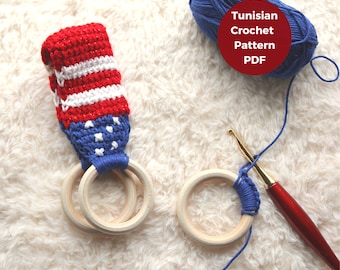 Crochet American Flag Pattern, Crochet Patriotic Home Decor Pattern, easy crochet pattern, 4th of july crochet, Crochet kitchen towel topper