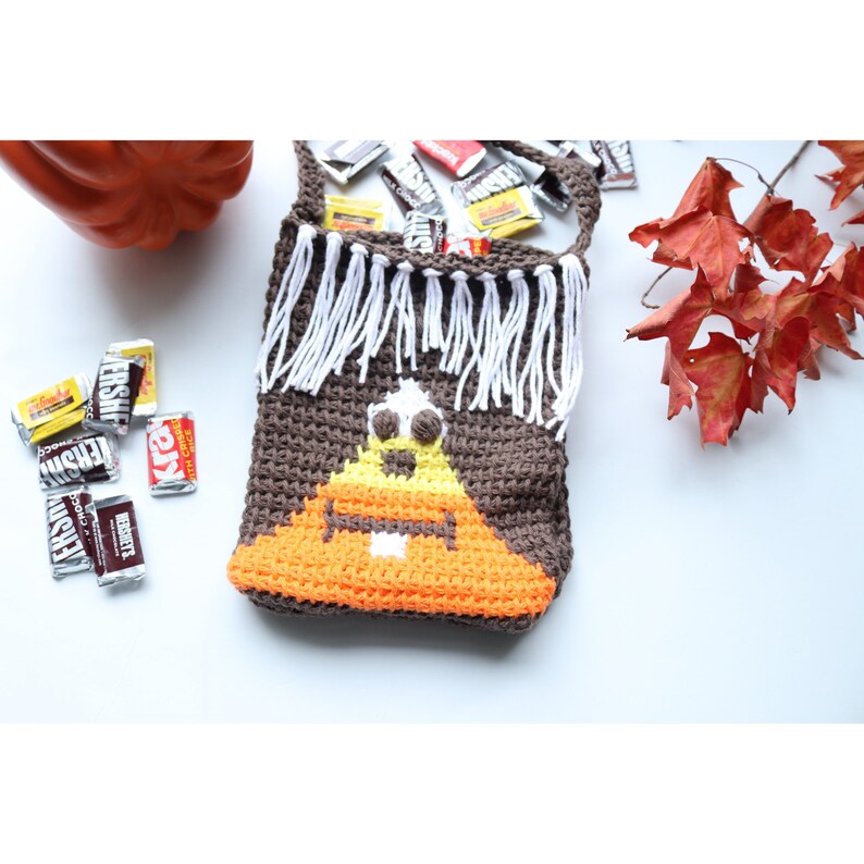 Candy Corn Crochet Halloween Bag Pattern pdf instant digital download, crochet pattern pdf, halloween crochet pattern, tunisian crochet image 6
