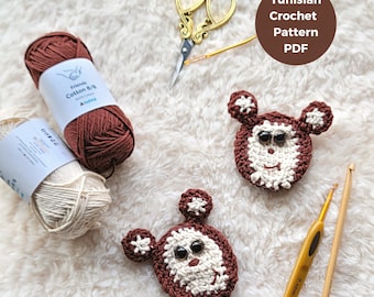 crochet monkey face, monkey face pattern, crochet pattern, monkey applique, applique crochet, applique pattern, crochet motif,crochet monkey