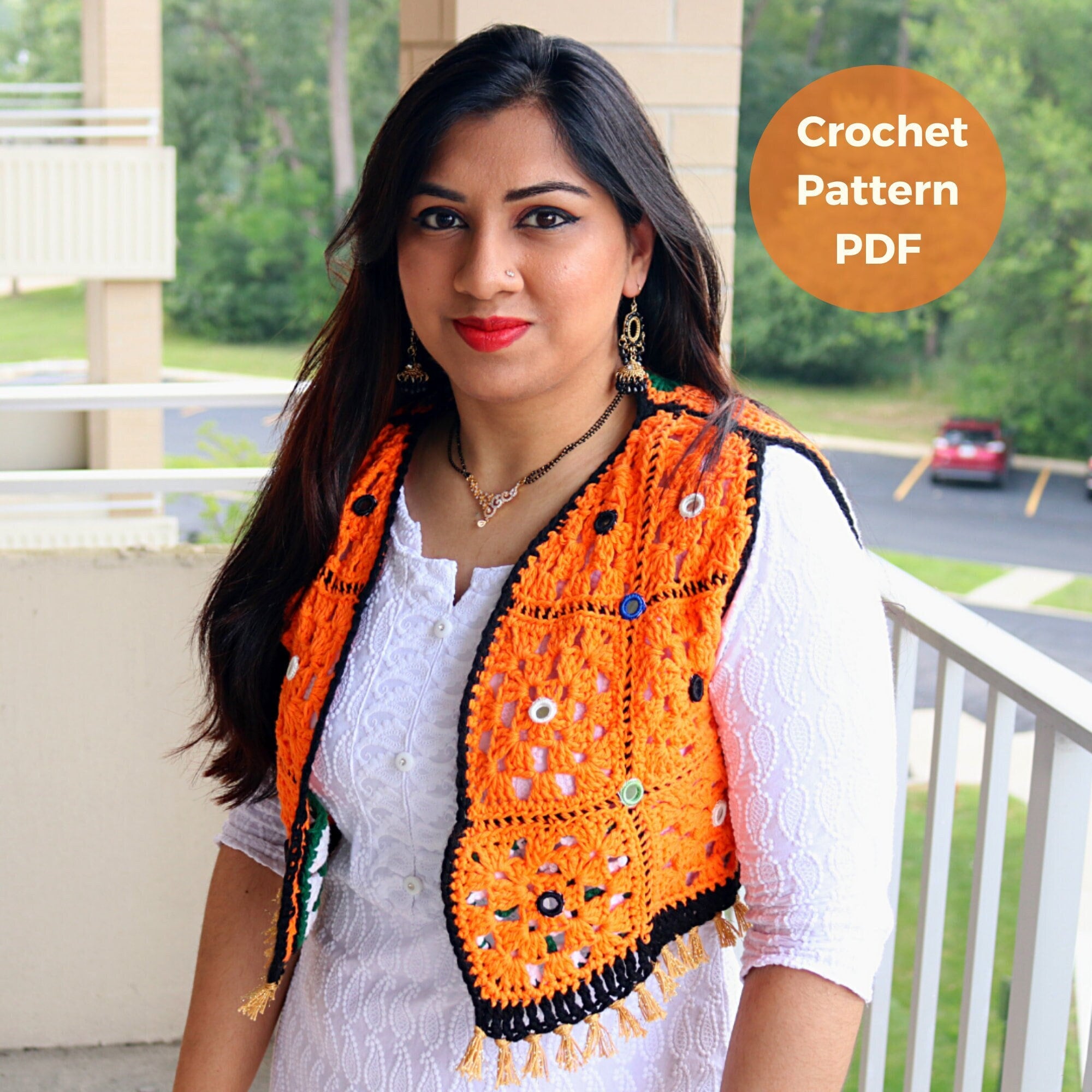 30 Granny Square Vest Crochet Patterns for Retro Layers, Boho Vests, and Handmade Gifts 18 Sheesha Mirror Granny Square Vest