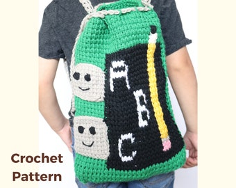 Crochet backpack, crochet bag pattern, crochet pattern, kids crochet, Tunisian crochet pattern, tunisian crochet, back to school, crochet