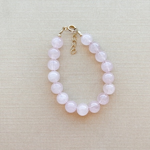 Rose quartz beaded bracelet | baby bracelet | toddler bracelet | women’s bracelet | gold filled | pink bracelet | customized bracelet
