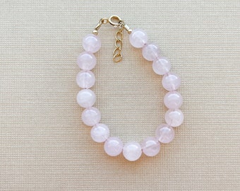 Rose quartz beaded bracelet | baby bracelet | toddler bracelet | women’s bracelet | gold filled | pink bracelet | customized bracelet