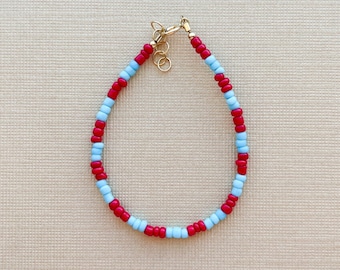4th of july bracelet| USA bracelet | baby bracelet | women’s bracelet | customized bracelet | gold filled | red white and blue bracelet |