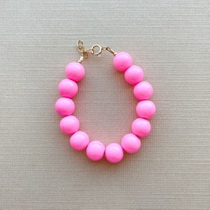 Beaded bracelet | baby bracelet | women&#39;s bracelet | toddler bracelet | bright pink bracelet | customized bracelet |  gold filled | handmade