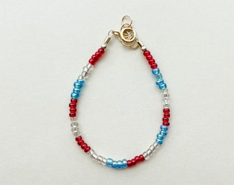 4th of july bracelet| USA bracelet | baby bracelet | women’s bracelet | customized bracelet | gold filled | red white and blue bracelet |