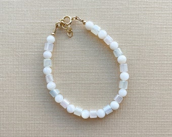 Pastel and white beaded bracelet | baby bracelet | toddler bracelet | women’s bracelet | gold filled | spring bracelet | customized bracelet