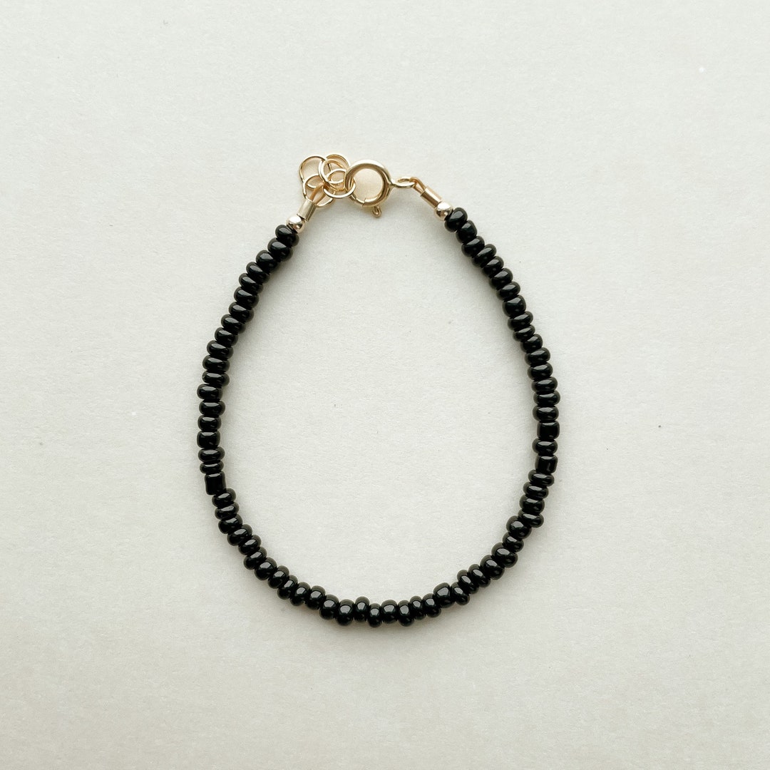 Black Seed Bead Bracelet Black Bracelet Baby Bracelet Toddler Bracelet