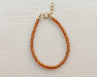 Beaded bracelet | baby bracelet | toddler bracelet | rust orange bracelet | women's bracelet | customized bracelet | gold filled | seed bead