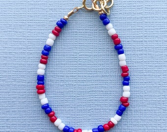 4th of july bracelet| USA bracelet | baby bracelet | women’s bracelet | customized bracelet | gold filled | red white and blue bracelet |