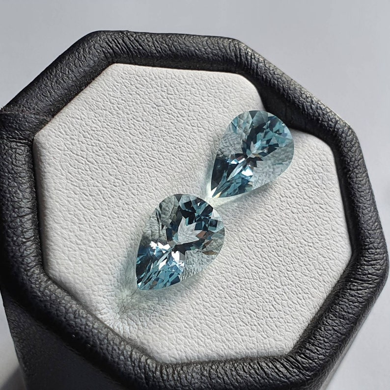 Aquamarine pear shape pair Size 10x7 mm 3.70 Carat AAA Quality VVS Clarity loose Aquamarine pear