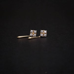 Cluster Quad Stones Earrings 925 sterling Silver Drop earrings image 3