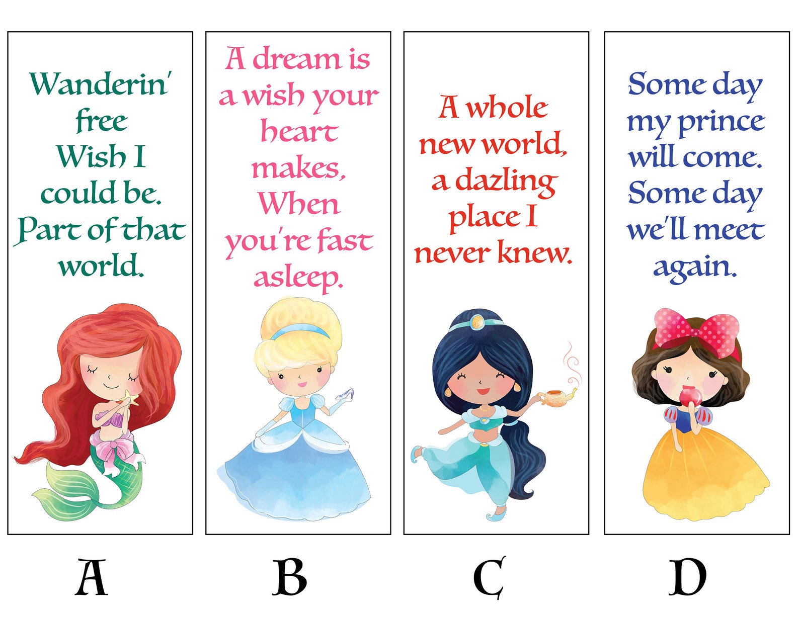Princess Bookmarks | Etsy