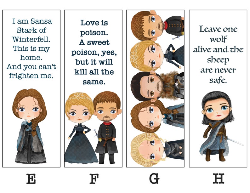 Game of Thrones Bookmarks | Etsy