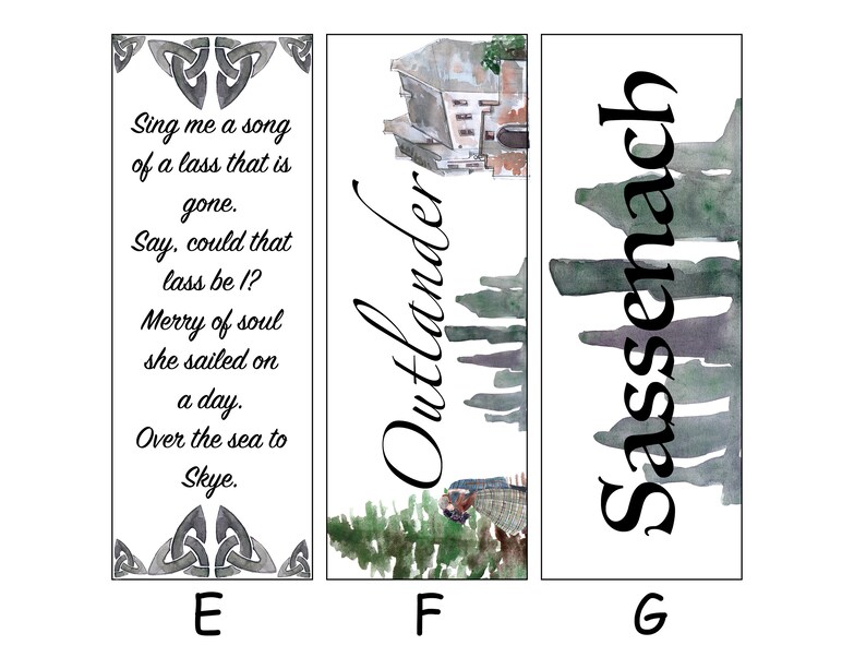 outlander bookmarks etsy