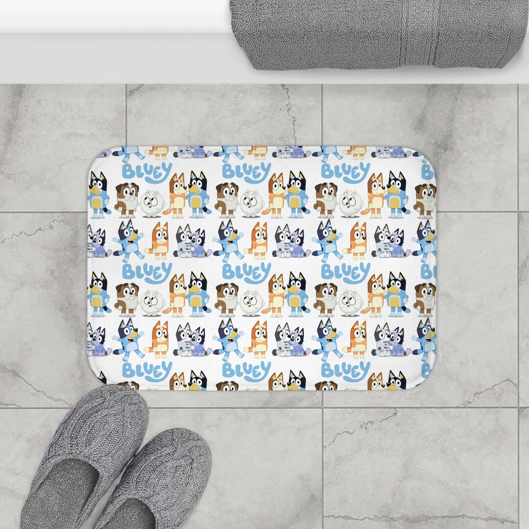 Bluey Bath Mat Bluey Bathroom Bluey Friends Bluey Family Etsy Denmark