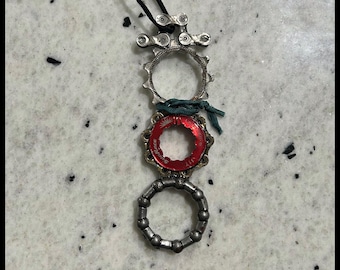 Upcycled Bicycle Part Snowman Ornament C
