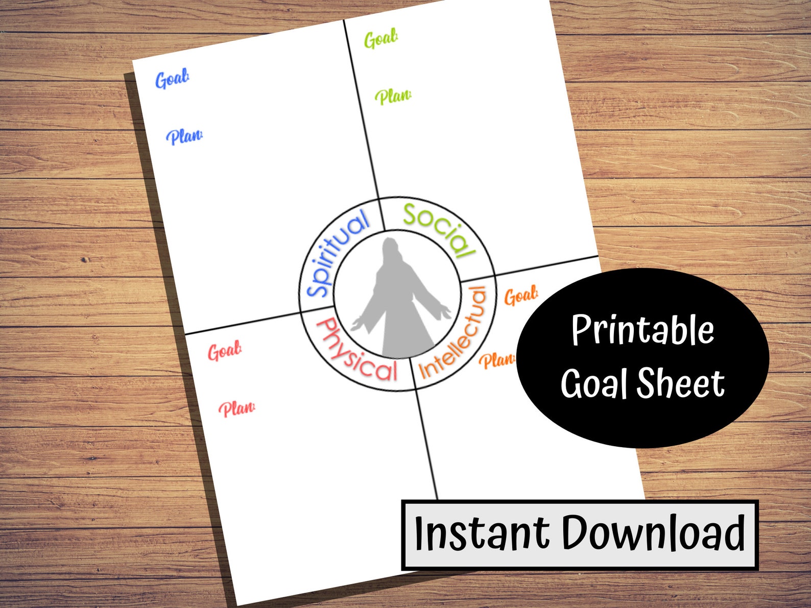LDS Printable Goal Planner Instant Download LDS Goal Sheet Goal Board