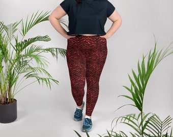 Dragonscale Leggings (Plus Size) - Garnet