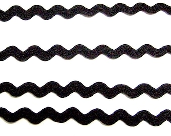 ruban croquet serpentine - Noir ou Beige - 8 mm (largeur zig zag)- Vendu par 10 Mètres