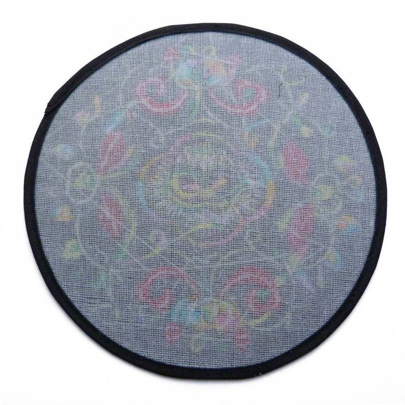 1 rond en satin bleu turquoise broderies multicolore ethnique 13 cm image 2