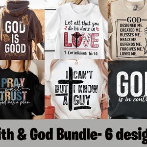 God & Faith DTF Bundle – 6 Inspirational Direct-to-Film Transfers | 6-Pack Ready to Press Heat Transfers