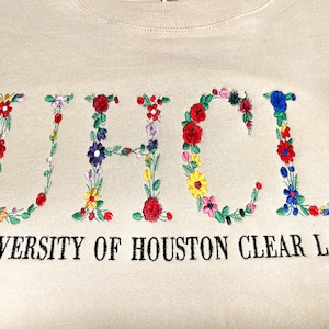 Personalized Floral Embroidered Sweatshirt - Customized for Your College, Your Style