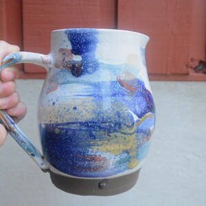 Colorful Ceramic Pitcher/ Colorful Pottery Pitcher with Gold Accents/ Handmade Stoneware Pitcher/ Brukie Studio 42 Fluid ounces