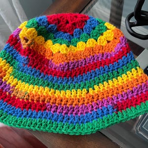 Multicolor Crochet Bucket Hat - Rainbow Beach Hat